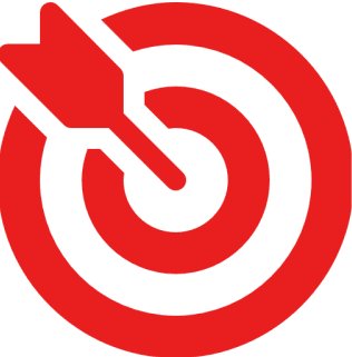 Red target with an arrow in center.