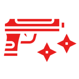 Red gun icon with two stars.