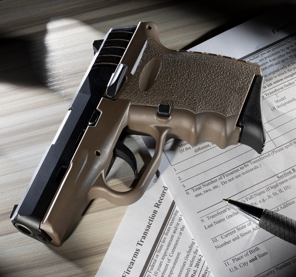 Handgun on firearm transaction record form.